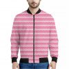 Pink And White Zigzag Pattern Print Bomber Jacket