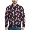 Pink Breast Cancer Ribbon Pattern Print Bomber Jacket