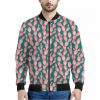 Pink Cactus Pattern Print Bomber Jacket