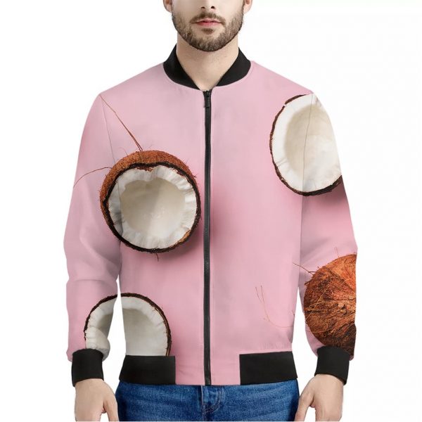Pink Coconut Pattern Print Bomber Jacket