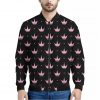 Pink Crown Pattern Print Bomber Jacket