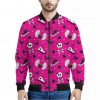 Pink Emo Symbols Pattern Print Bomber Jacket