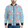 Pink Ice Cream Pattern Print Bomber Jacket