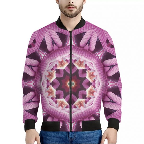 Pink Kaleidoscope Print Bomber Jacket