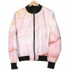 Pink Marble Print Bomber Jacket