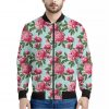 Pink Peony Pattern Print Bomber Jacket
