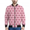 Pink Pig Nose Pattern Print Bomber Jacket