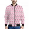 Pink Polka Dot Flamingo Pattern Print Bomber Jacket