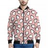 Pink Polka Dot Penguin Pattern Print Bomber Jacket