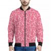 Pink Ribbon Breast Cancer Pattern Print Bomber Jacket