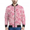 Pink Rose Print Bomber Jacket