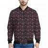 Pink Tyrannosaurus Fossil Pattern Print Bomber Jacket