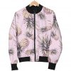 Pink Vintage Pineapple Pattern Print Bomber Jacket