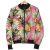 Pink Watercolor Pineapple Pattern Print Bomber Jacket