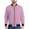 Pink White And Navy Chevron Print Bomber Jacket