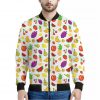 Pixel Fruits Pattern Print Bomber Jacket