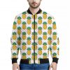 Pixel Pineapple Pattern Print Bomber Jacket