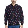 Pixel UFO Aliens Pattern Print Bomber Jacket