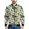 Plumeria Flower Striped Pattern Print Bomber Jacket