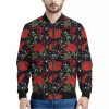 Poinsettia Flower Pattern Print Bomber Jacket