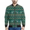Polar Bear Knitted Pattern Print Bomber Jacket