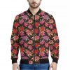Polka Dot Lily Pattern Print Bomber Jacket