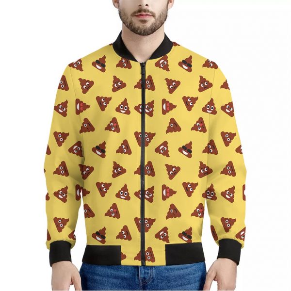 Poop Emoji Pattern Print Bomber Jacket