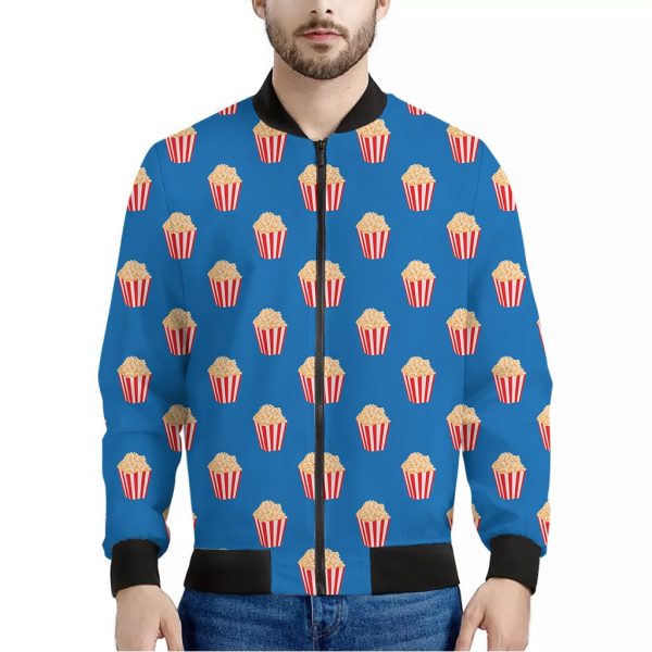 Popcorn Box Pattern Print Bomber Jacket
