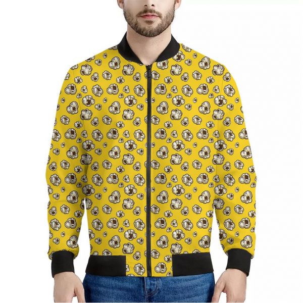 Popcorn Pattern Print Bomber Jacket