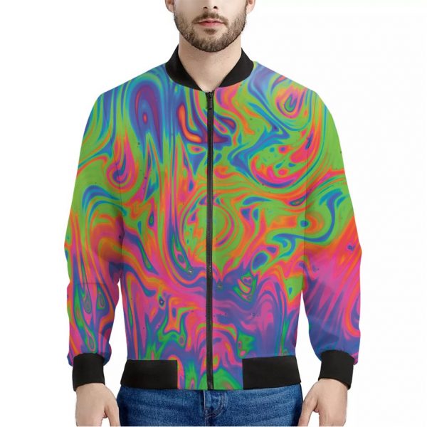 Psychedelic Bubble Print Bomber Jacket