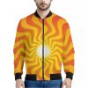 Psychedelic Burning Sun Print Bomber Jacket