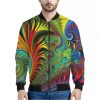 Psychedelic Fractal Print Bomber Jacket