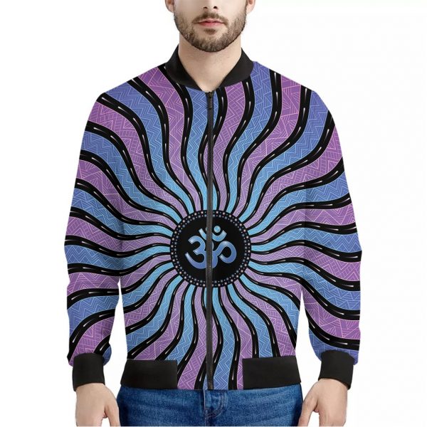 Psychedelic Om Print Bomber Jacket