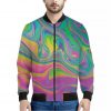 Psychedelic Soap Bubble Print Bomber Jacket