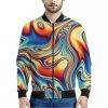 Psychedelic Wave Print Bomber Jacket