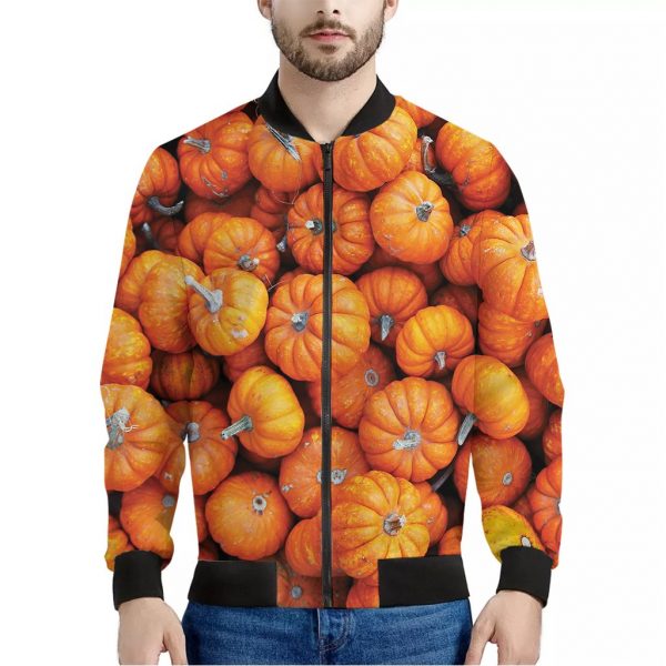 Pumpkin Print Bomber Jacket