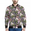 Purple Alstroemeria Zigzag Pattern Print Bomber Jacket