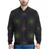 Purple And Green Spider Web Print Bomber Jacket