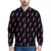 Purple And Teal Lightning Pattern Print Bomber Jacket