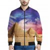 Purple Cloud Pyramid Print Bomber Jacket