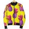 Purple EDM Pineapple Pattern Print Bomber Jacket