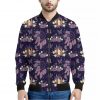 Purple Indian Dream Catcher Print Bomber Jacket