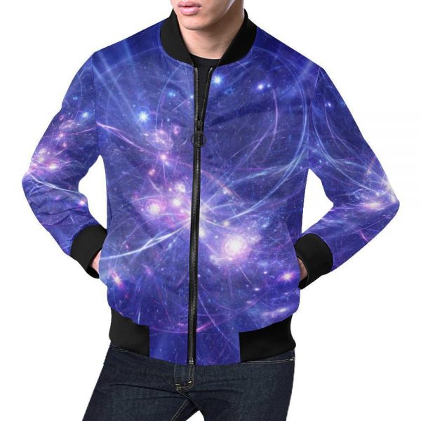 Purple Light Circle Galaxy Space Print Bomber Jacket