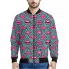 Purple Lips Pattern Print Bomber Jacket