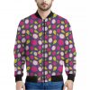 Purple Pitaya Pattern Print Bomber Jacket