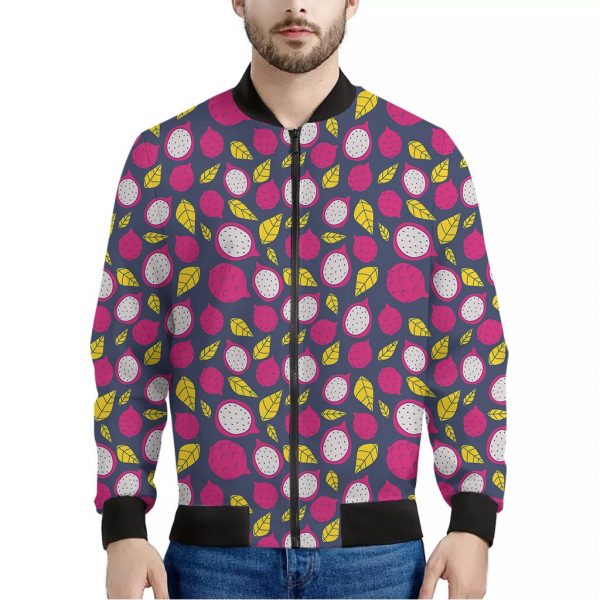 Purple Pitaya Pattern Print Bomber Jacket
