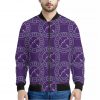 Purple Sagittarius Zodiac Pattern Print Bomber Jacket