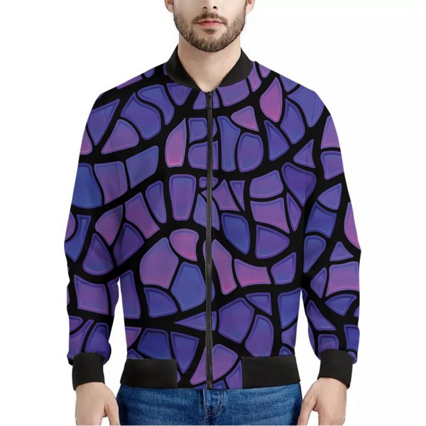 Purple Stained Glass Mosaic Print Bomber Jacket