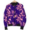 Purple Tropical Hawaiian Pattern Print Bomber Jacket