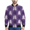 Purple Virgo Zodiac Pattern Print Bomber Jacket